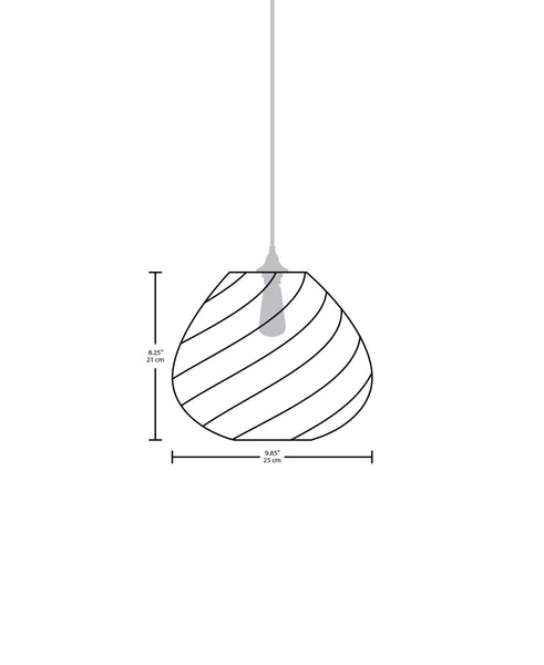 Technical specifications for the Twisters modern handblown glass pendant light