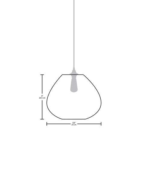 Technical specifications for the Perla modern handblown glass pendant light