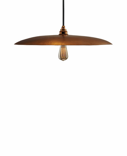 Beautiful Modern hand made large curved copper pendant lighting in a gold copper patina finish.
