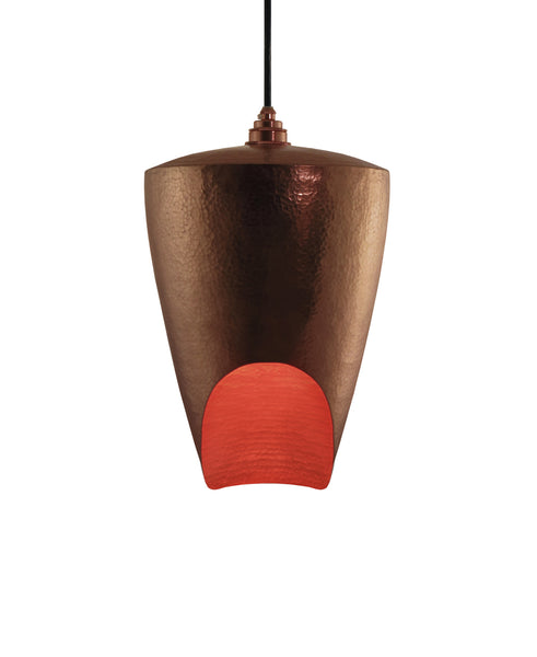 Beautiful modern hand made copper pendant lighting in a golden copper patina
