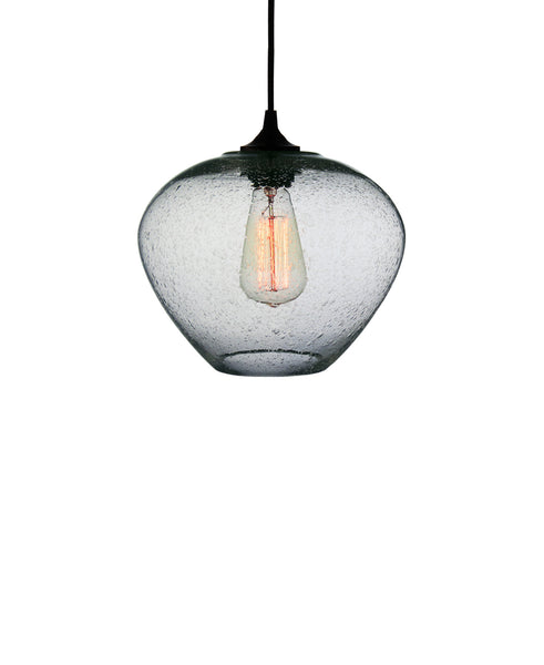 rounded modern hand blown transparent glass pendant lamp