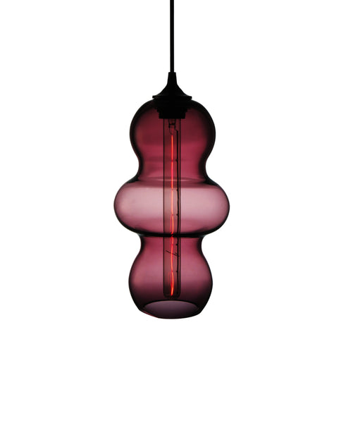 curvesome hand blown modern glass pendant lamp in sophisticated amethyst