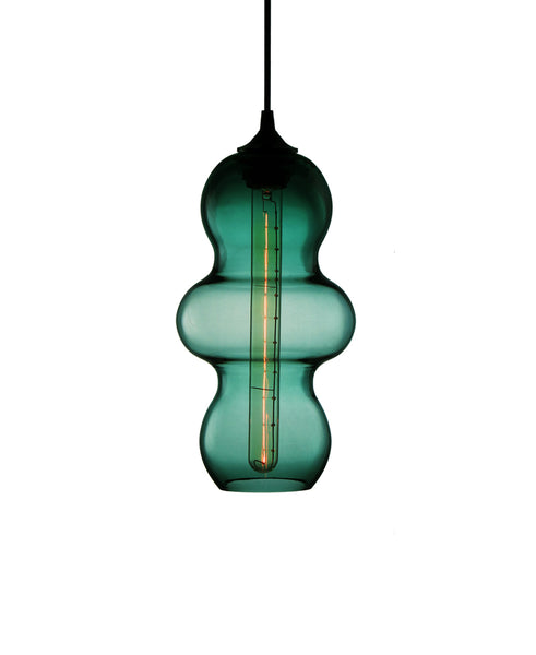 curvesome hand blown modern glass pendant lamp in tranquil turquoise