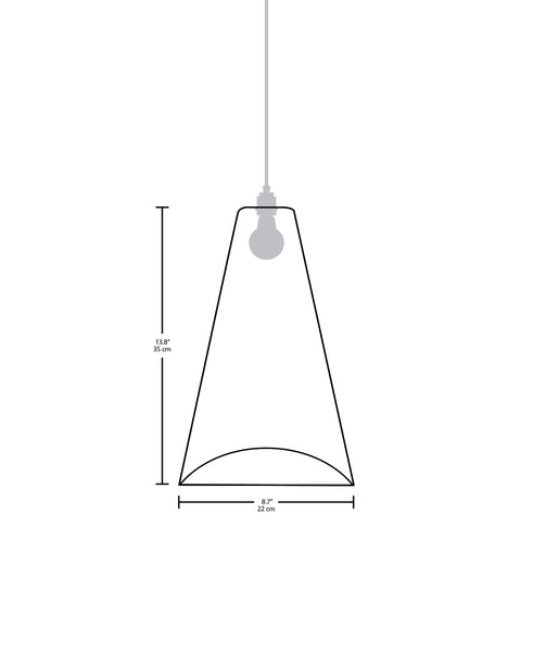Technical specifications for the Cono modern handmade copper pendant light