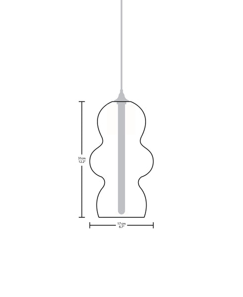 Technical specifications for the Tamarindo modern handblown glass pendant light