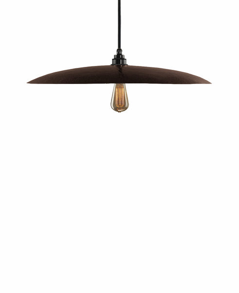 Beautiful Modern hand made large curved copper pendant lighting in a warm brown copper patina finish.