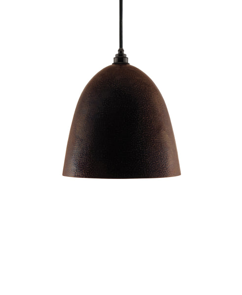 Modern Bell shaped hand made copper pendant lamp with a contemporary brown patina finish