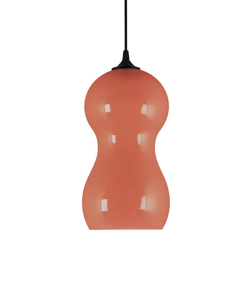 curvaceous modern ceramic pendant lamp in rich salmon orange
