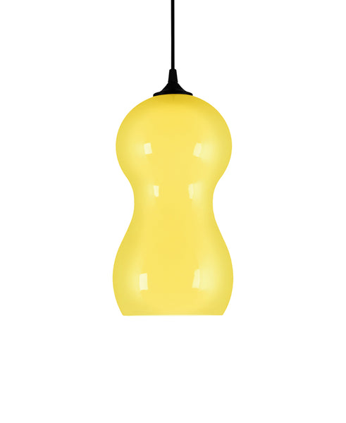 curvaceous modern ceramic pendant lamp in cheeful warm yellow