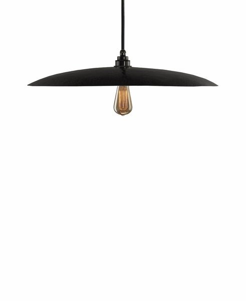 Beautiful Modern hand made large curved copper pendant lighting in a charcoal gray patina finish.