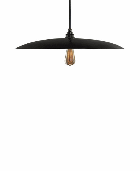 Beautiful Modern hand made large curved copper pendant lighting in a charcoal gray patina finish.