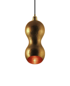 Beautiful modern hand made cacahuate copper pendant lighting in a gold copper patina