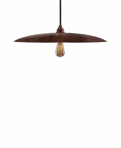 Beautiful Modern hand made large curved copper pendant lighting in a natural recycled copper finish.