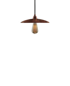Besautiful Modern hand made smal cureved copper pendant lighting in a natural recycled copper finish.