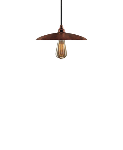 Besautiful Modern hand made smal cureved copper pendant lighting in a natural recycled copper finish.