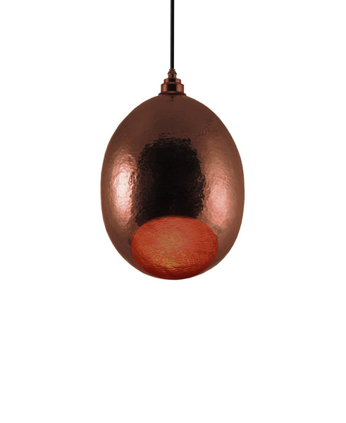 Modern hand made Small Cocoon shaped copper pendant lamp in a polished copper finish