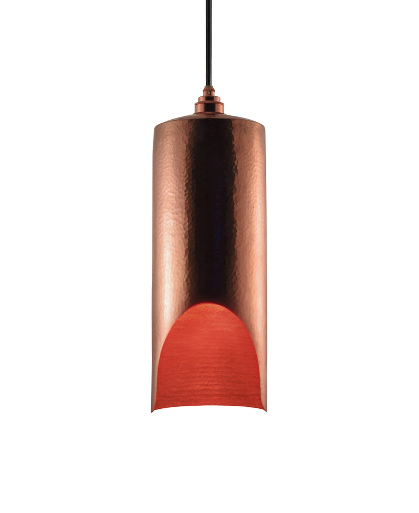 Polished copper pendant shop light