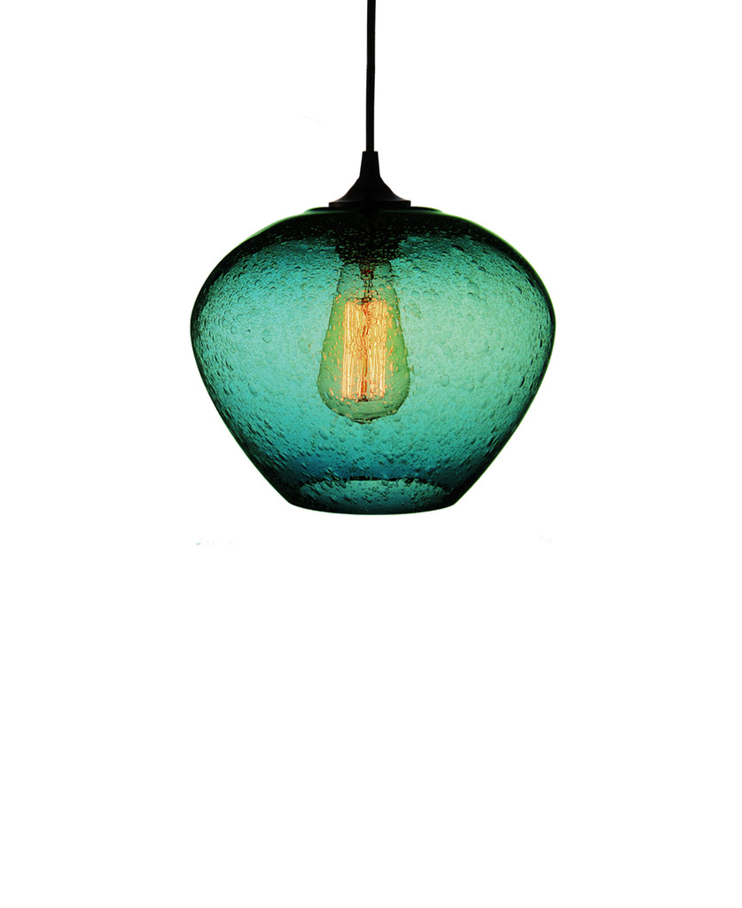 Blue green glass pendant light deals