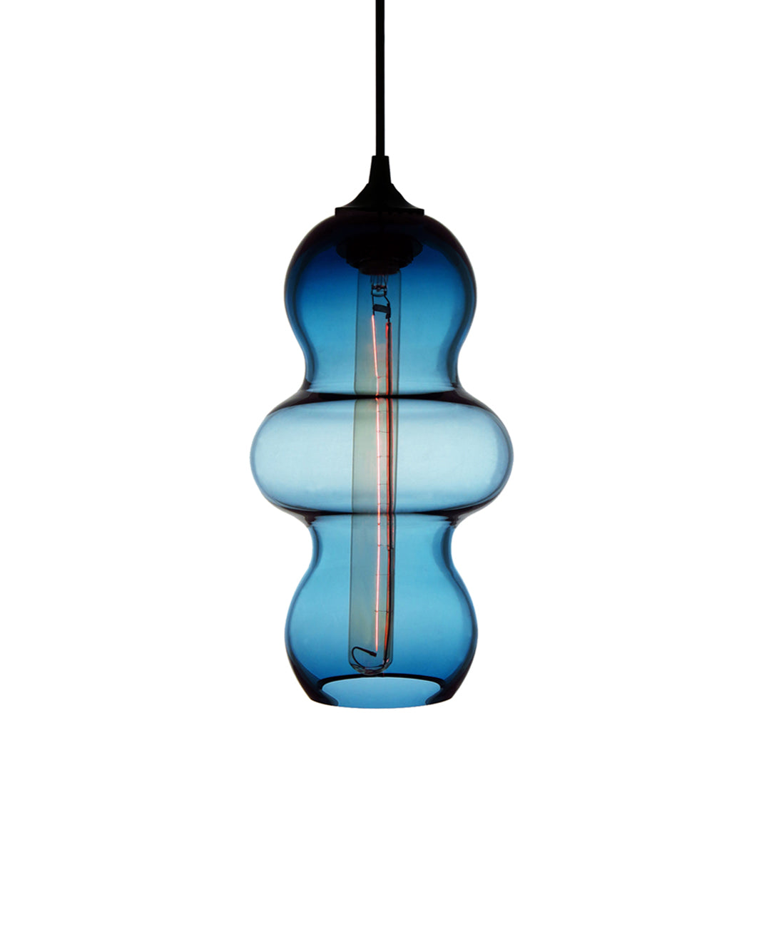 curvesome hand blown modern glass pendant lamp in sea blue