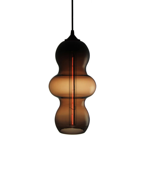 curvesome hand blown modern glass pendant lamp in warm brown