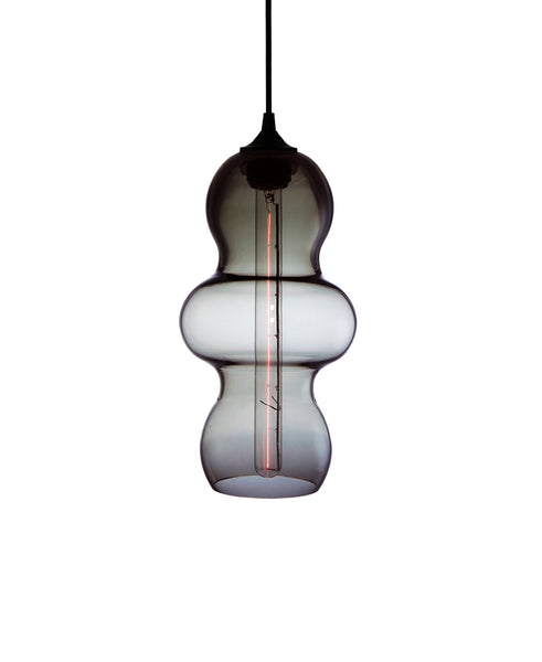 curvesome hand blown modern glass pendant lamp in smoke gray