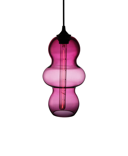 curvesome hand blown modern glass pendant lamp in sexy pink
