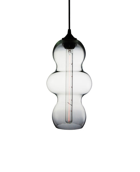 curvesome hand blown modern glass pendant lamp in seductive transparent glass